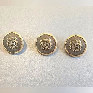 3 Vintage Gold Tone Coat of Arms Shank Buttons